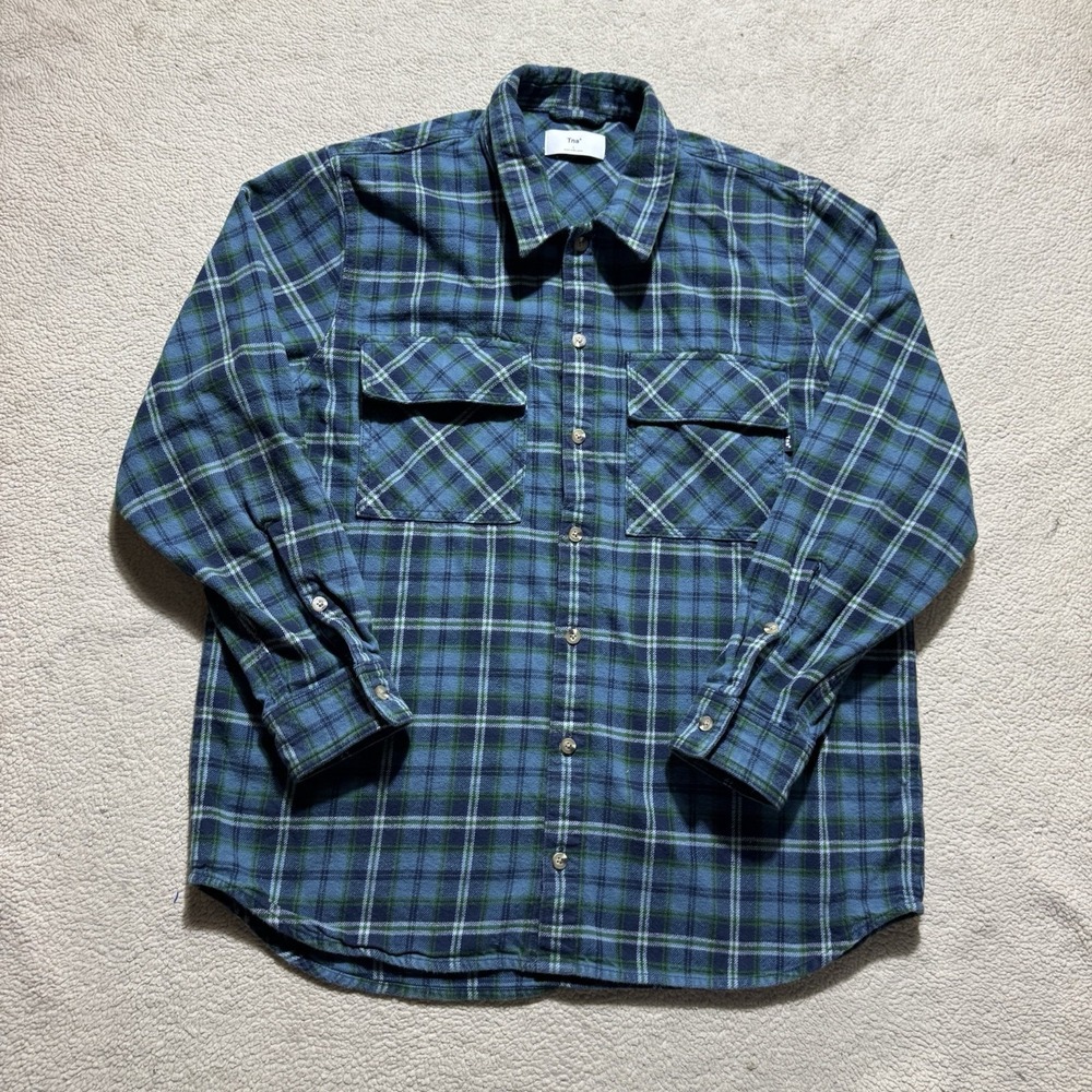 Aritzia TNA Flannel Mens Large Plaid Button-Up Shacket Oversized Prospect‎ Top